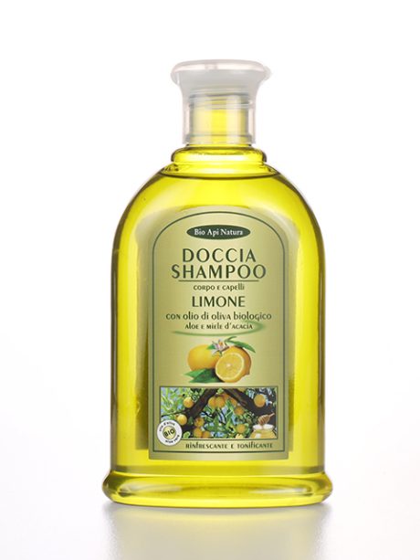 Doccia Shampoo limone con olio d'oliva, miele e aloe biologici 300ml