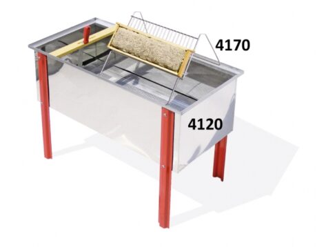 Banco per disopercolare in acciaio inox, con vasca 100x48x42